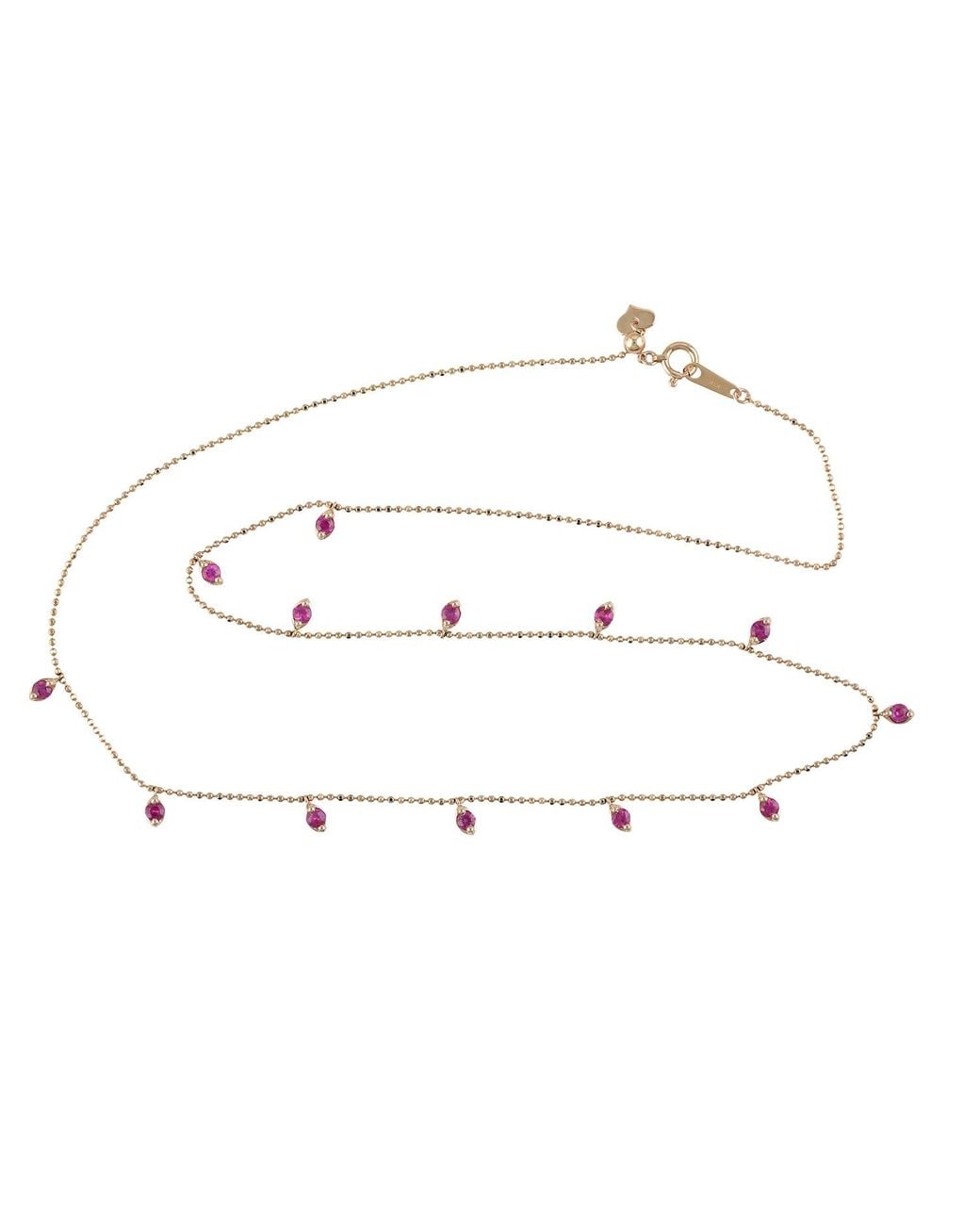 Artisan White 18K Ruby Gemstone Station Necklace