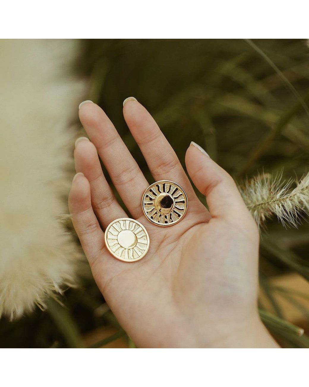Aurozia Metallic Tarot The Sun Stud Earrings