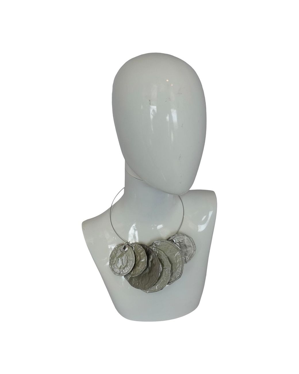 Romer Millinery Gray Metallic Silk Coin Choker