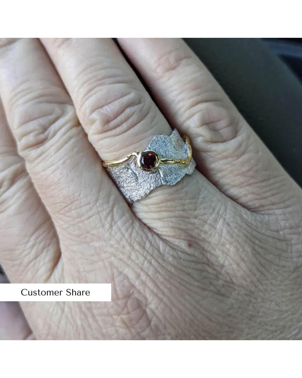 German Kabirski Gray Revele Plated Ring With Rhodolite Garnet