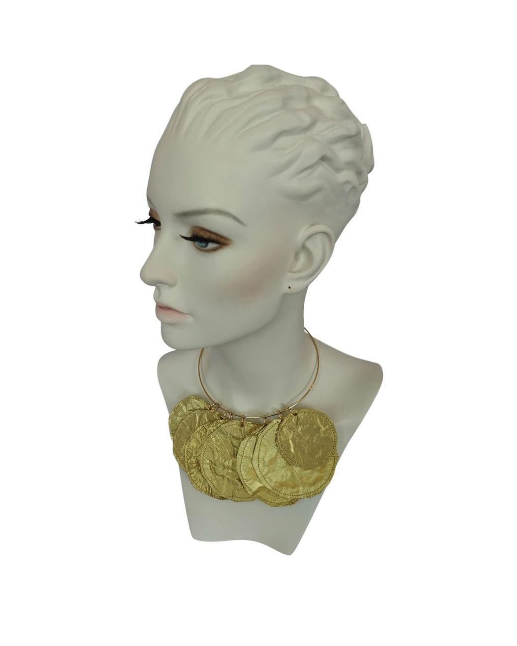 Romer Millinery Green Metallic Coin Disc Choker