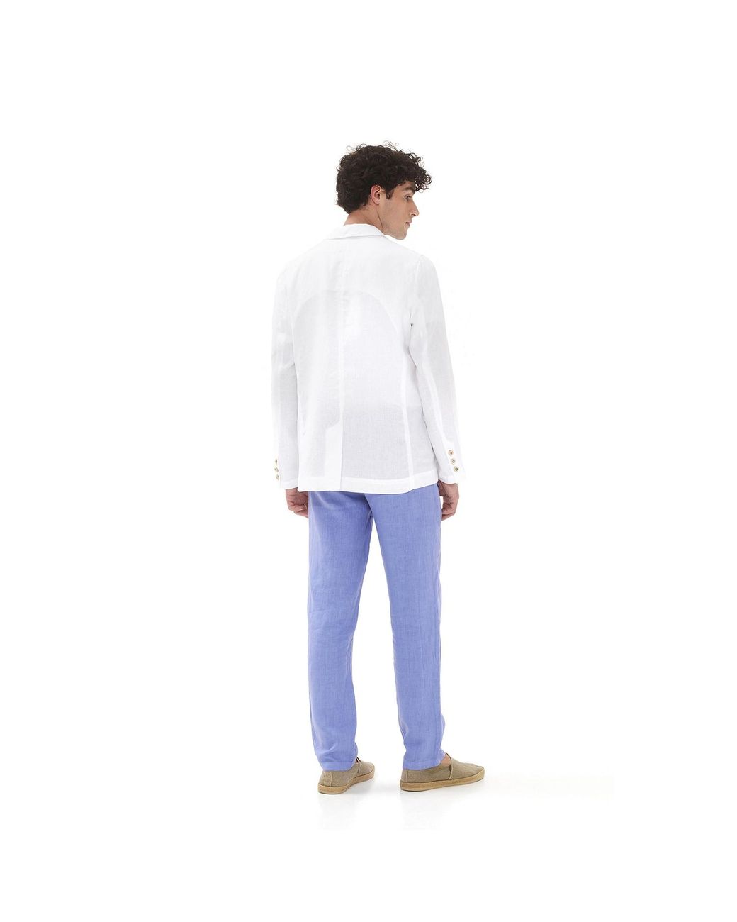Haris Cotton White Solid Lapel Neck Linen Blazer for men