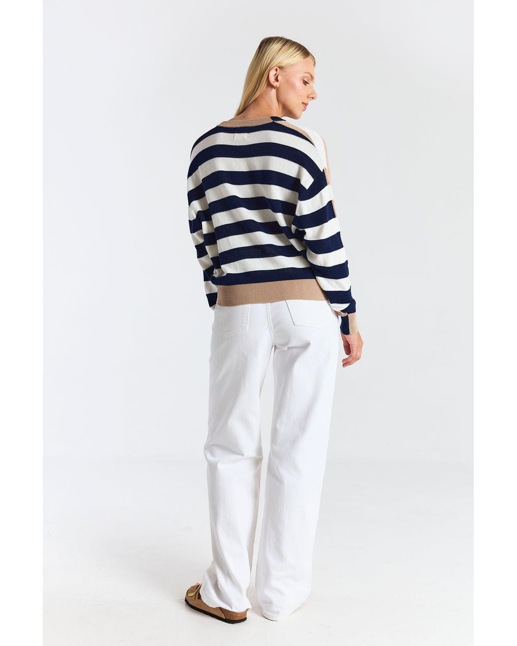 Brodie Cashmere Blue Mesh Stripe V
