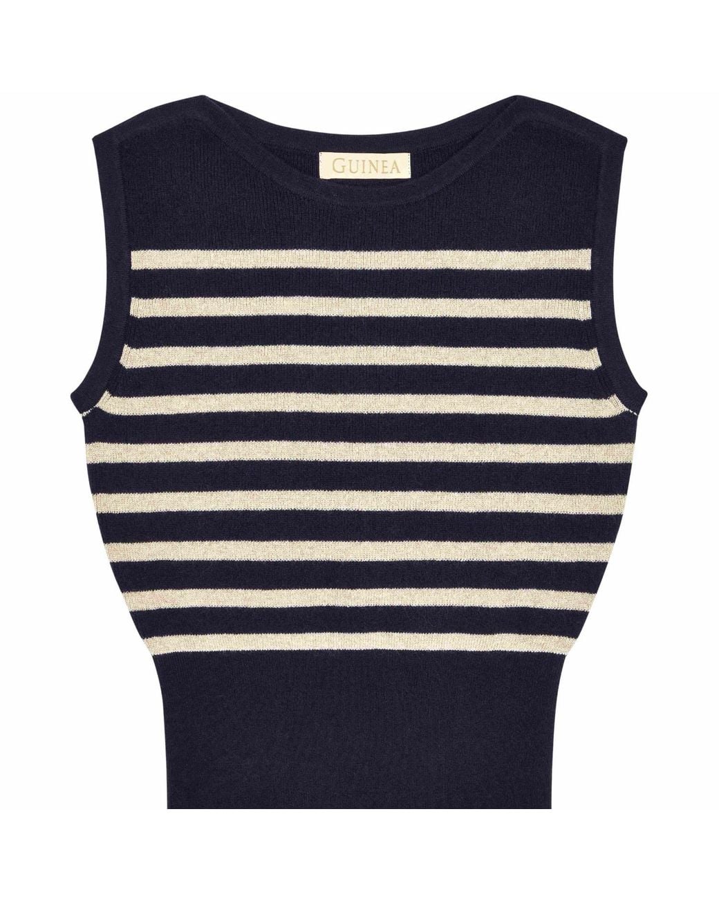 Guinea London Blue Neutrals & Cream Lurex Stripe Vest Knit Top