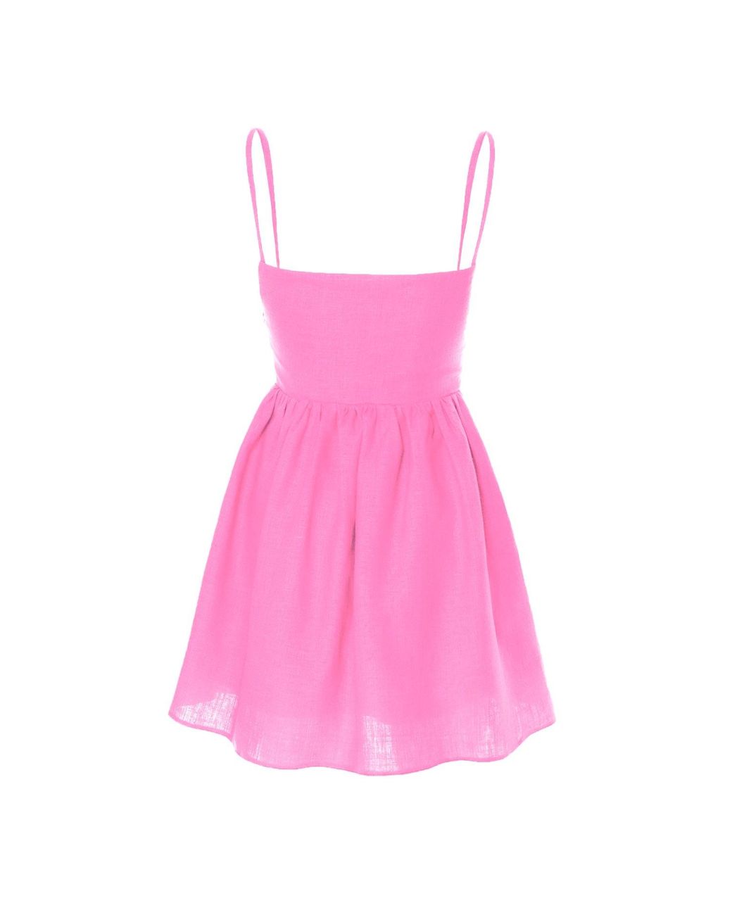 AVENUE No.29 Pink Linen Gathered Mini Dress With Straps