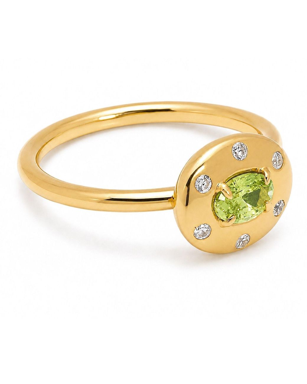 Belinda Jewelz Metallic Peridot Oval Birthstone & Accent Stone Ring
