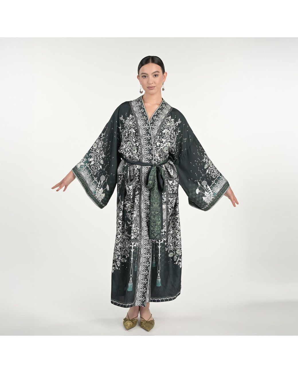 Silk&Soul Gray Tree Of Life Silk Robe