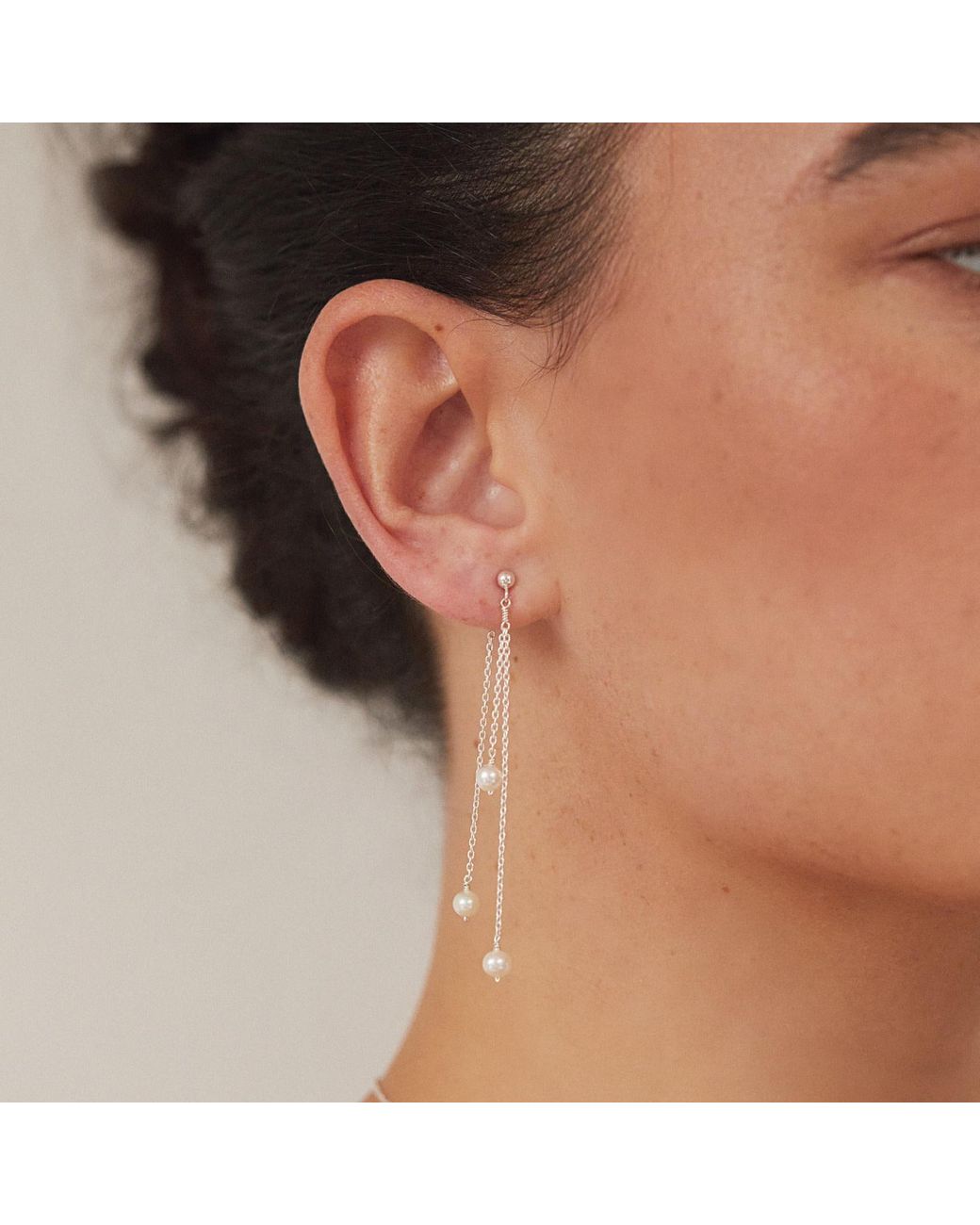 Lily & Roo White Layered Pearl Drop Earrings