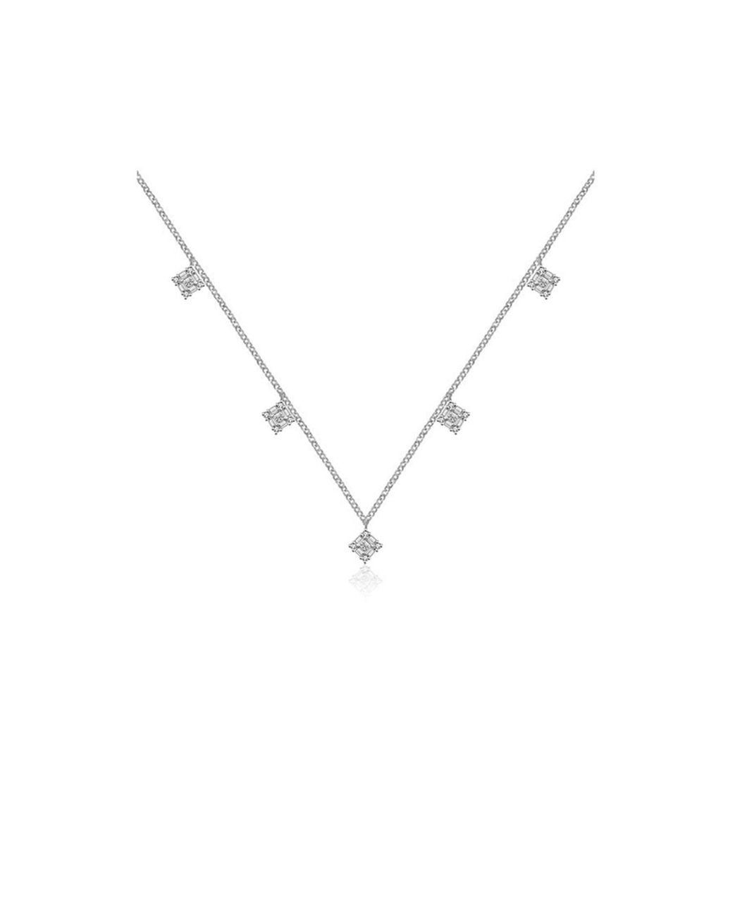 Genevieve Collection Metallic 18K Rhombus Shape Diamond Necklace Choker