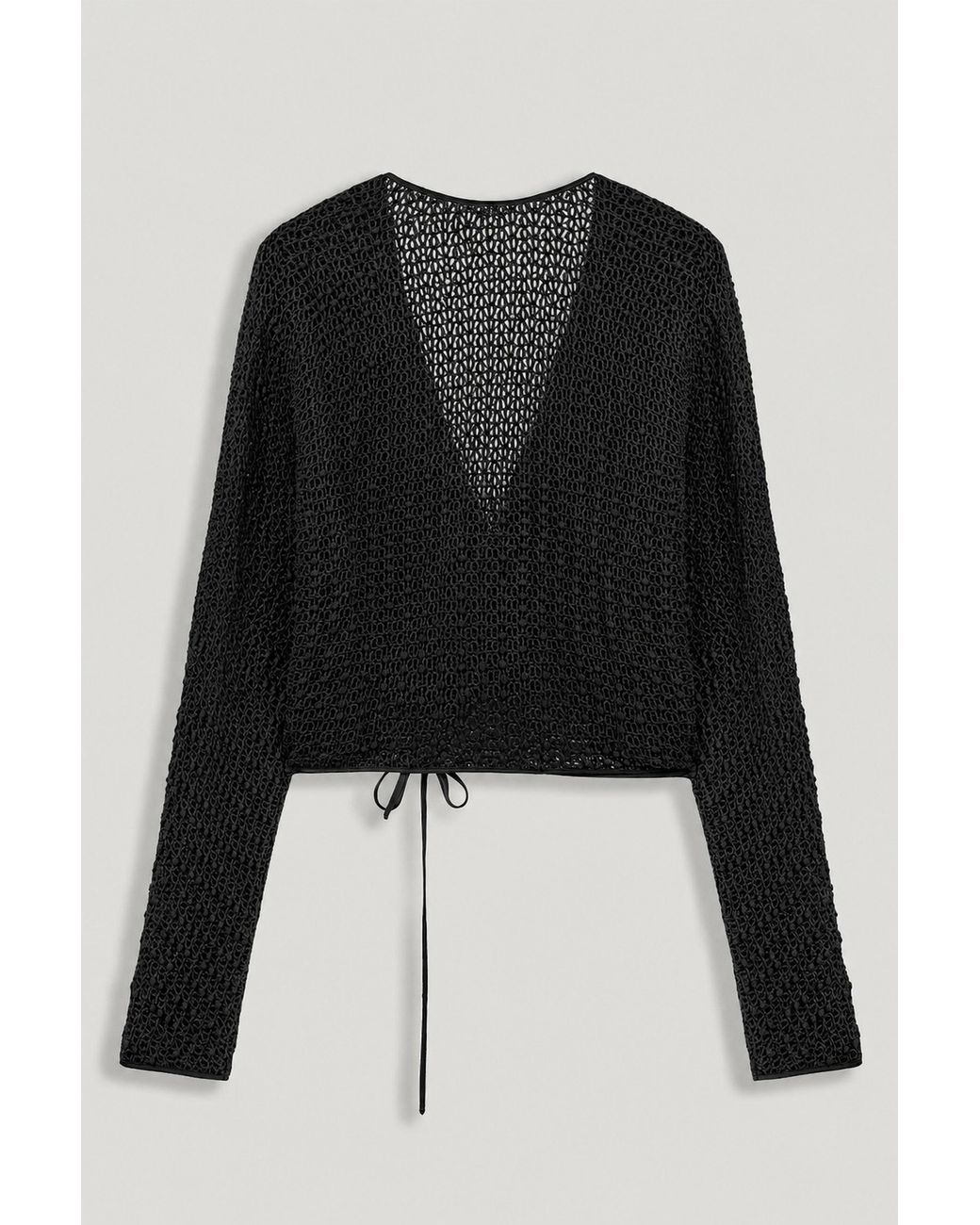 Nocturne Black Wrap Mesh Blouse