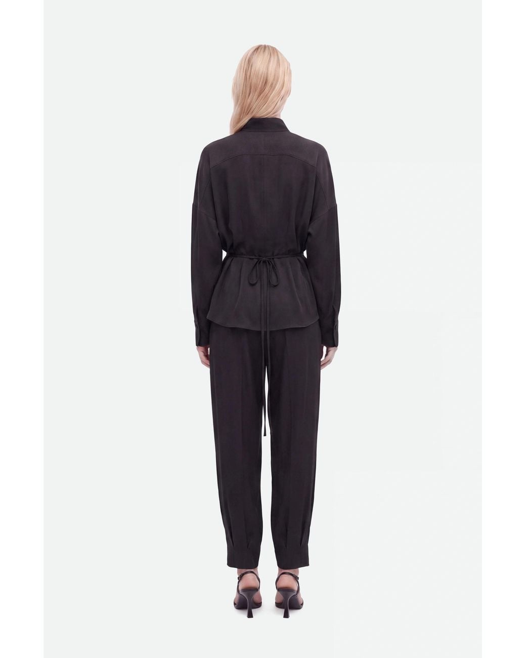 Nocturne Black Tie Detail Stand Collar Shirt