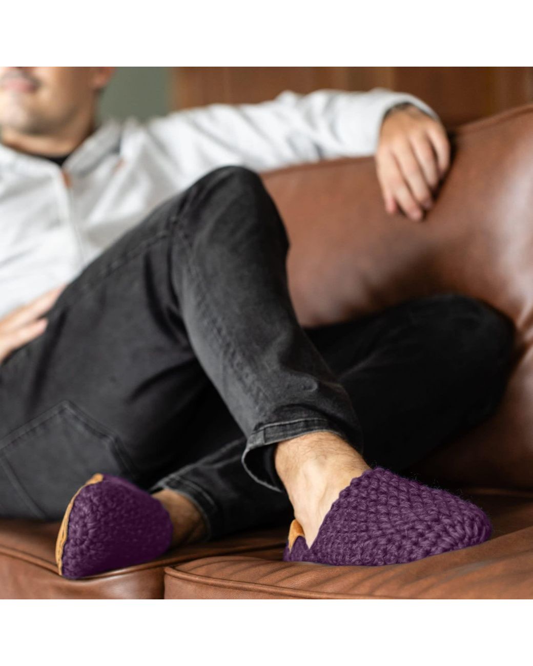 Kingdom of Wow Purple Artisan Made Wool Slippers For