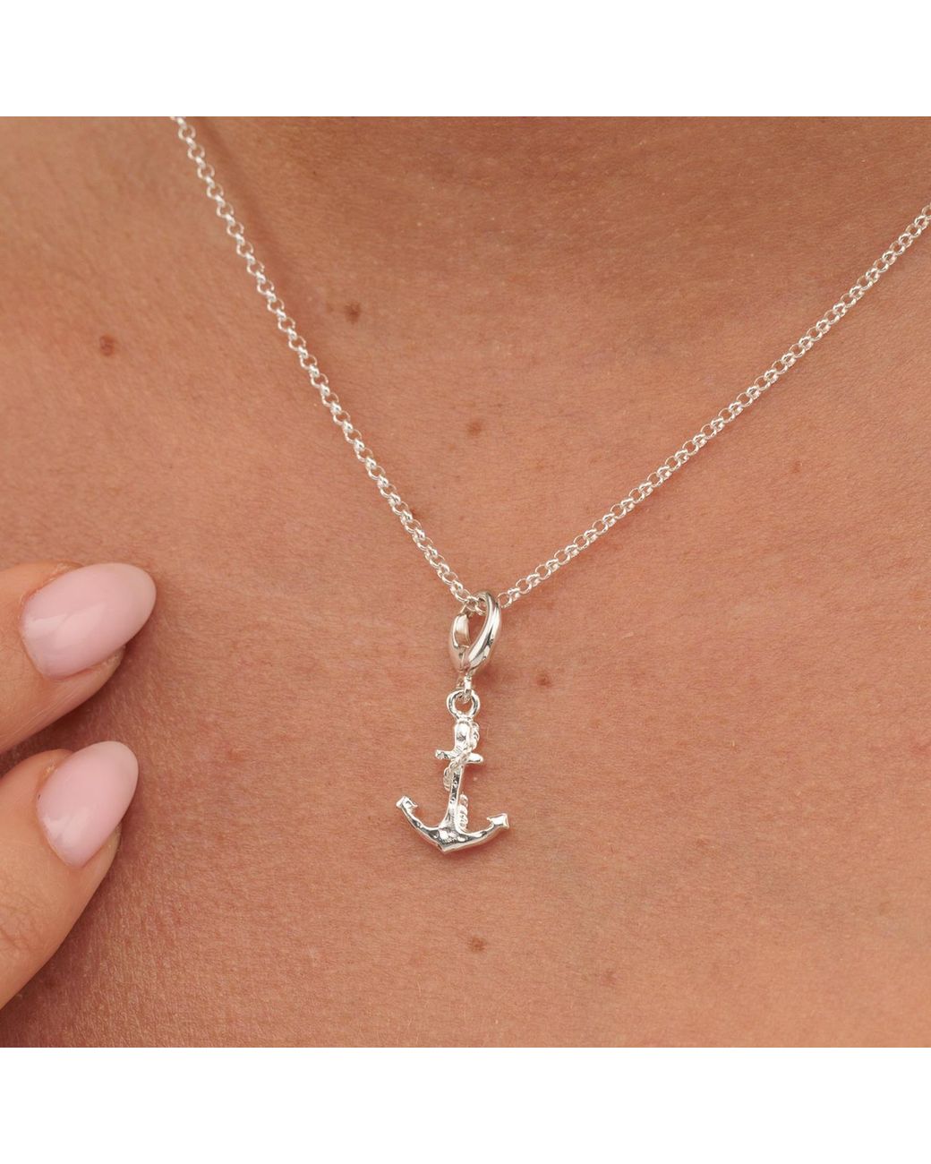 Lily Charmed Metallic Sterling Anchor Charm Necklace
