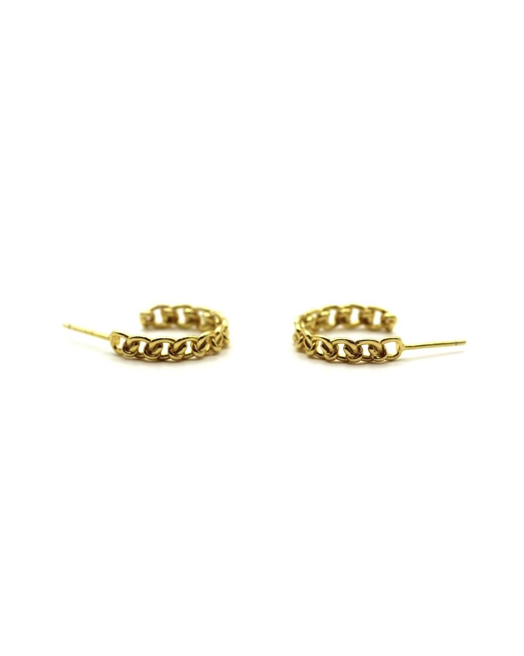 VicStoneNYC Fine Jewelry Metallic Chain Pattern Desgin Hoop Earrings