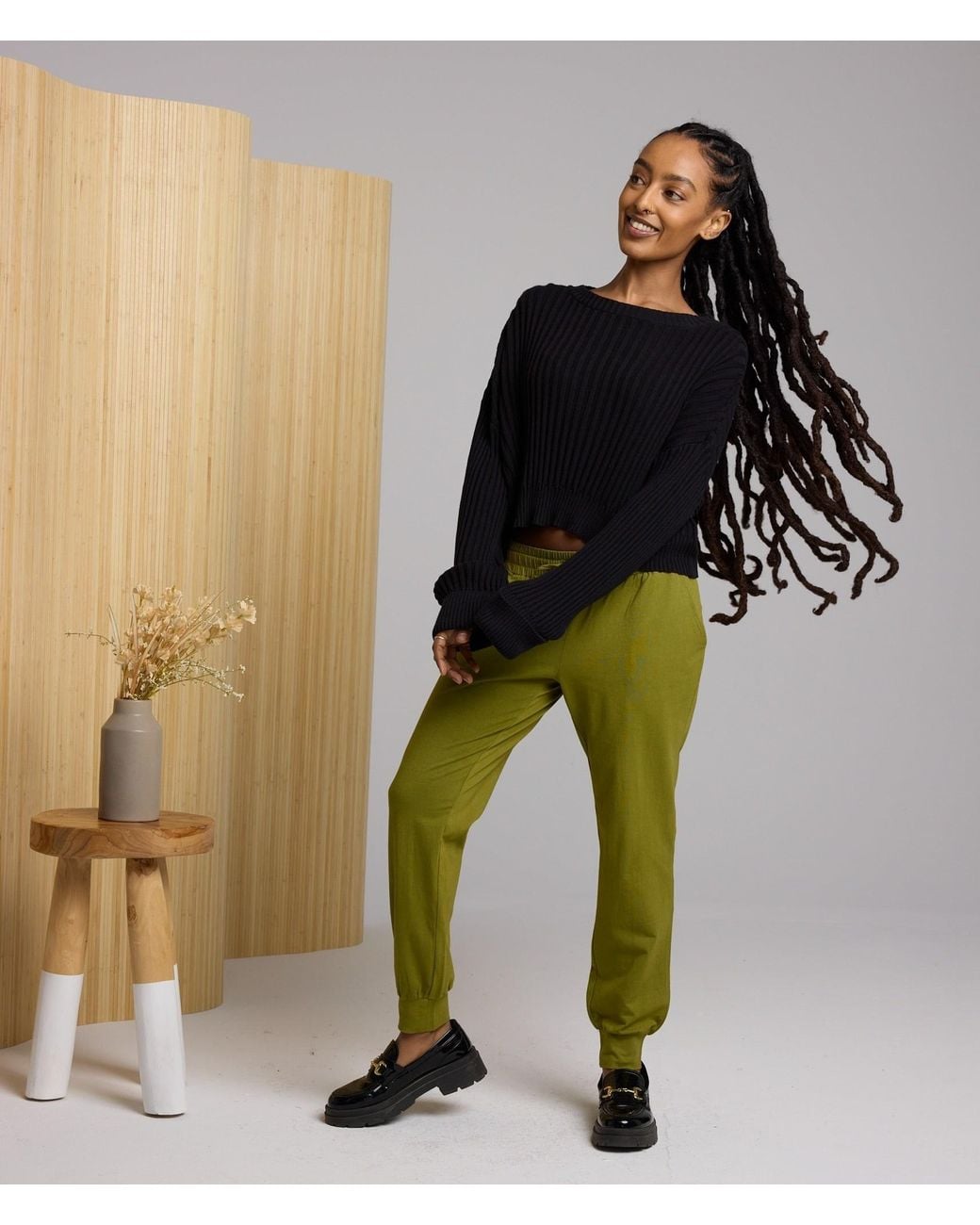Known Supply Black Cropped Ribbed Sweater