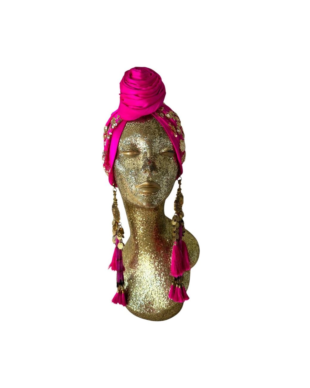 Julia Clancey Pink Luxe Edith Hotty Dream Leopard Sequin Turban