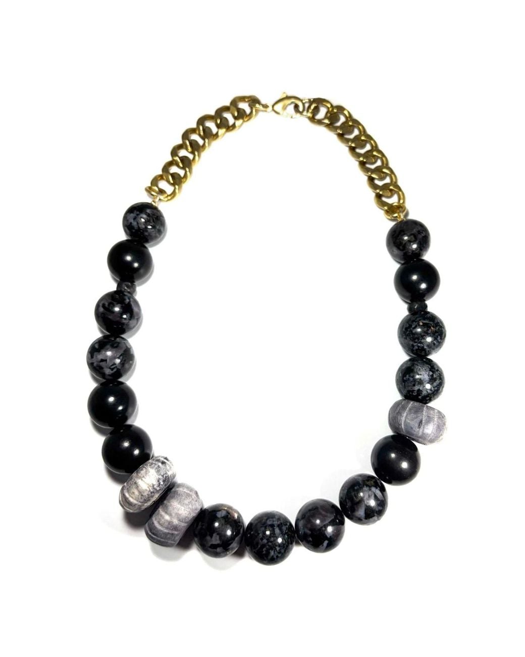 Rachel Nathan Black Gabbro & Bone Necklace