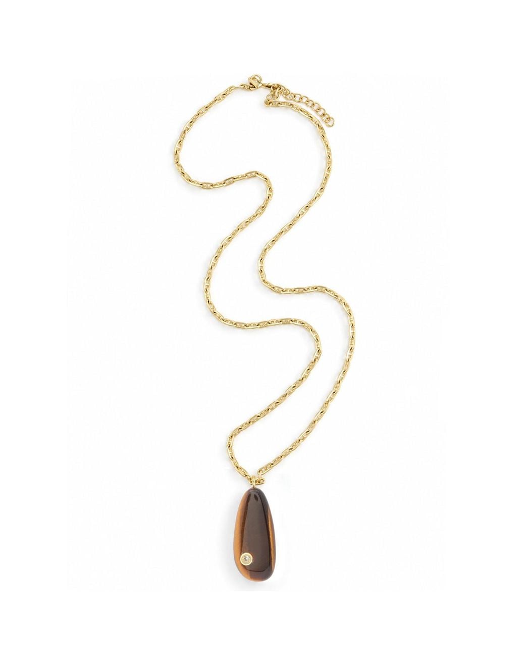 Hye Jane Jewelry Metallic Millie Tigers Eye & Moissanite Pebble Necklace