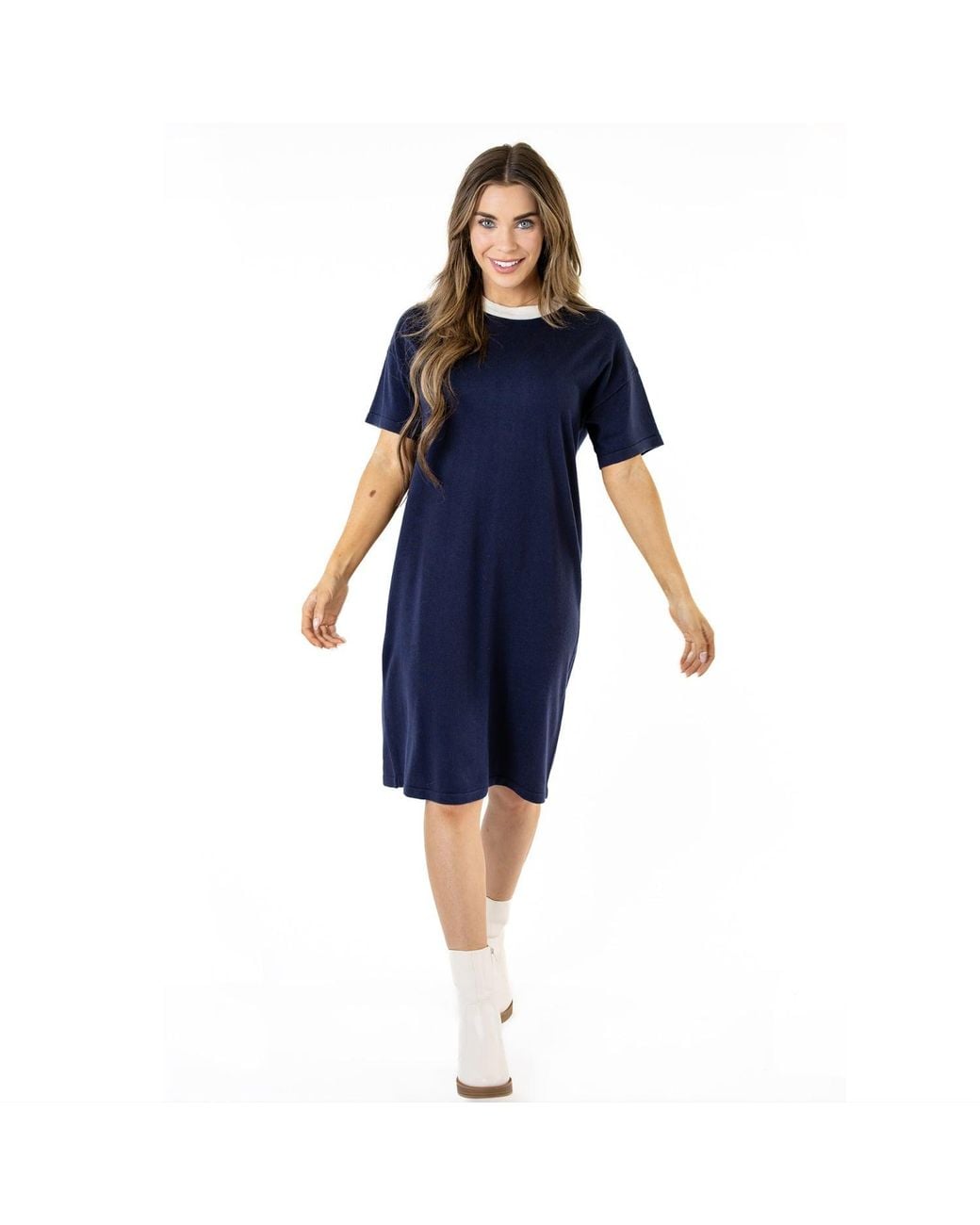 Zenzee Blue Silk Cashmere Tee Shirt Dress