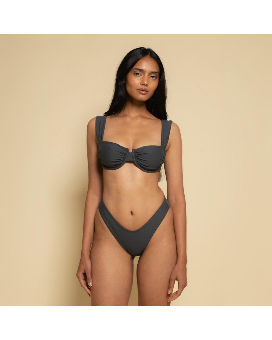 Montce Blue Charcoal Lulu Zig-Zag Stitch Bikini Bottom