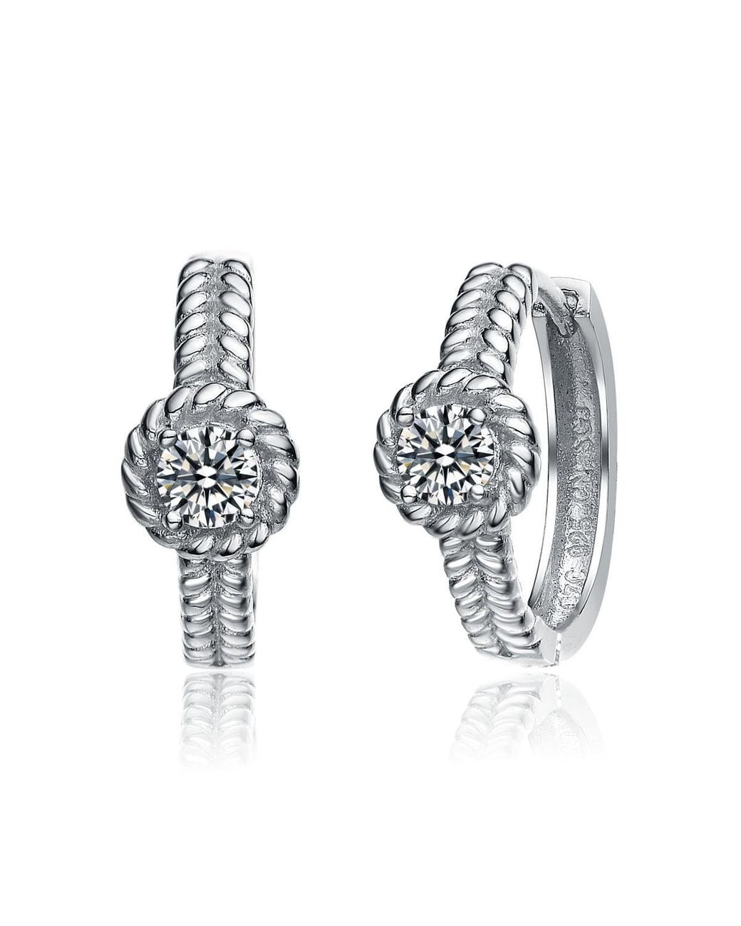 Genevive Jewelry Multicolor Sterling Cubic Zirconia Cable Hoop Earrings