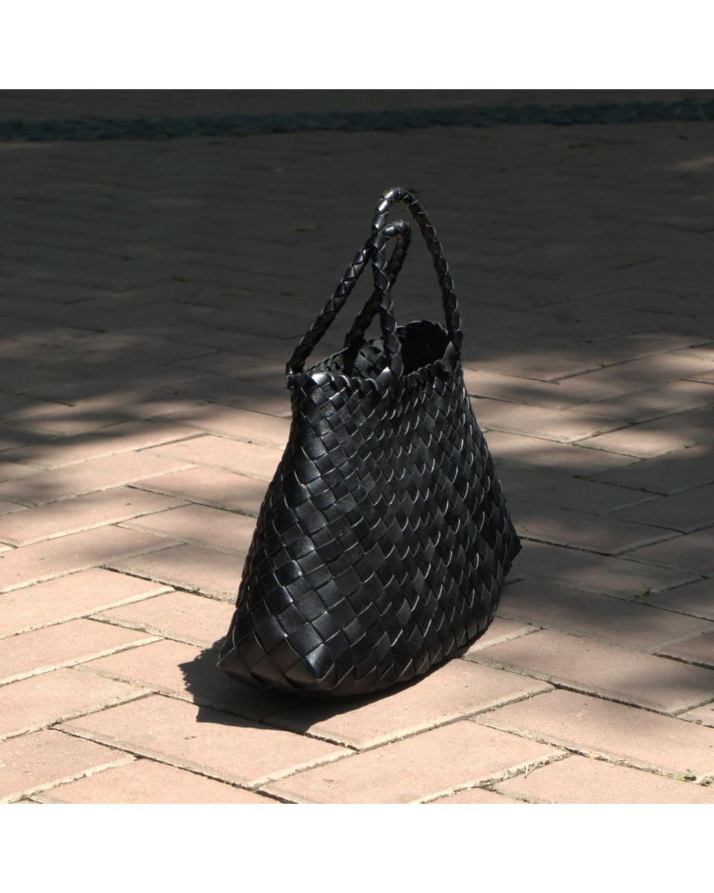 Rimini Black Woven Vegan Leather Tote 'Elisabetta'