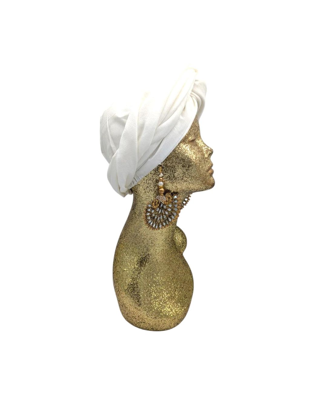 Julia Clancey White Ivory Taffeta Peacock Turban