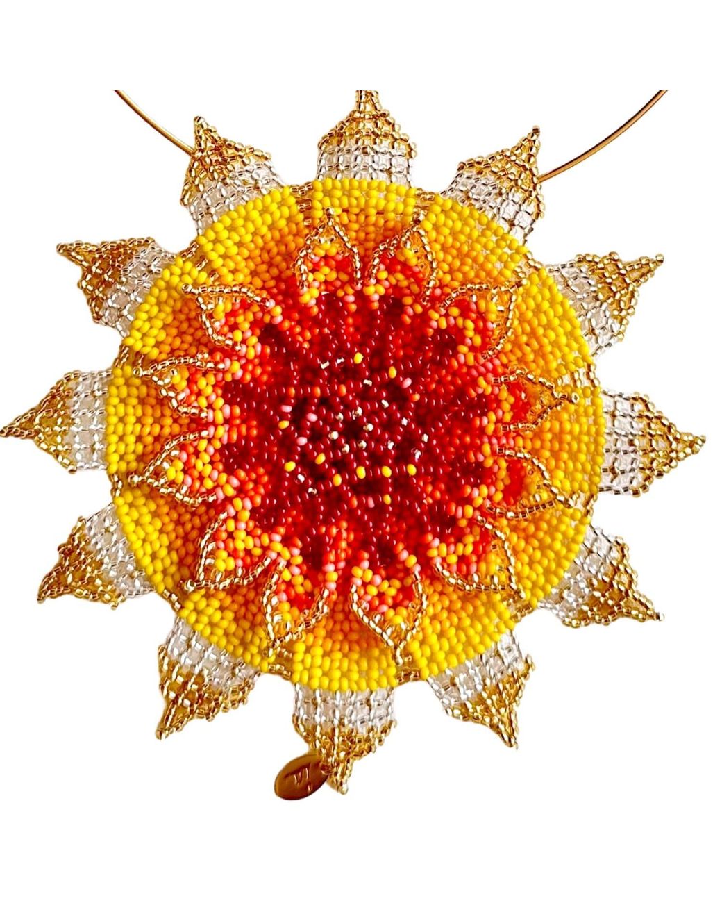 Iliana Arrazola Orange Flower Choker, And, Glass Beads, Beaded Jewelry