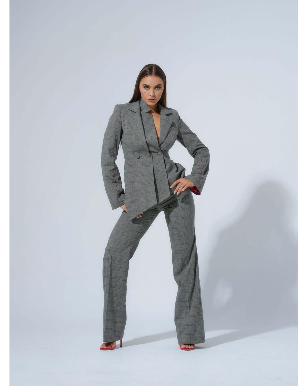 Tia Dorraine Gray Get Down To Business Tailored Asymmetric Statement Blazer