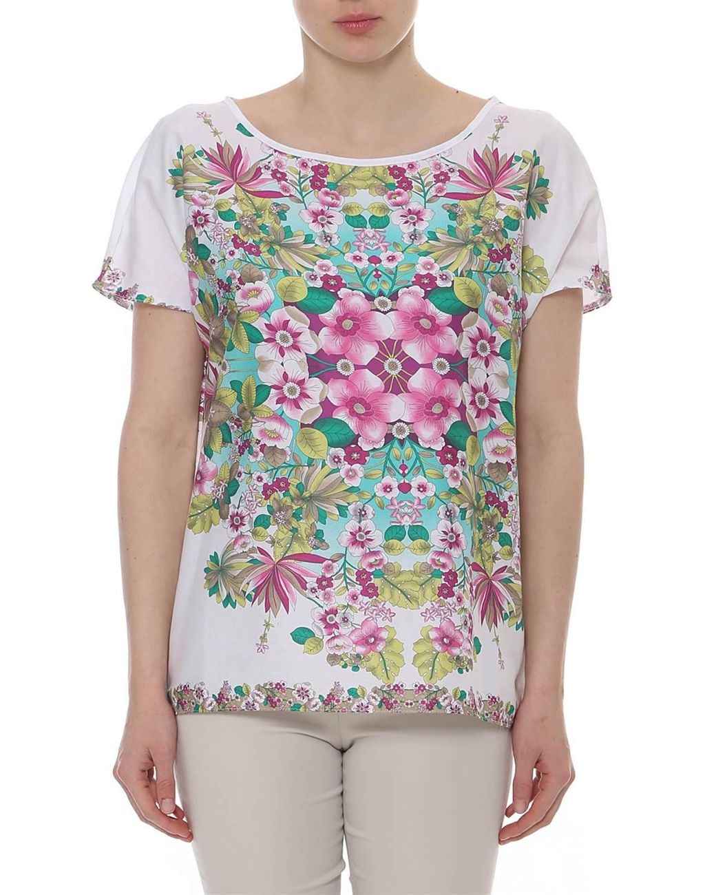 Conquista White Floral Sleeveless Top