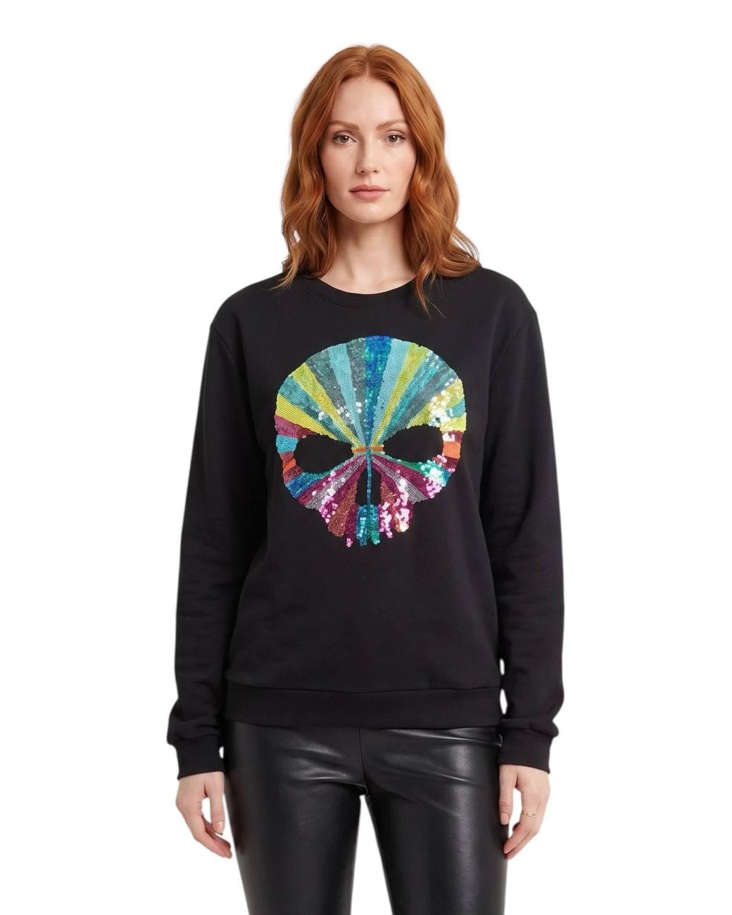 Any Old Iron Black Sequin Skull Sweatshirt