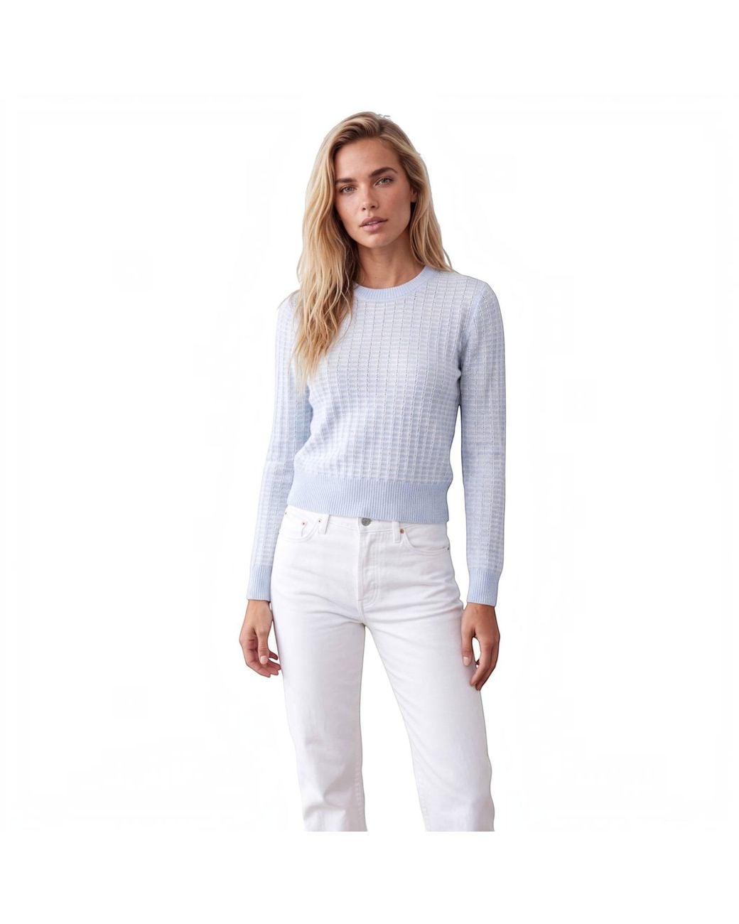 Brodie Cashmere Blue Ethereal Stitch Crew
