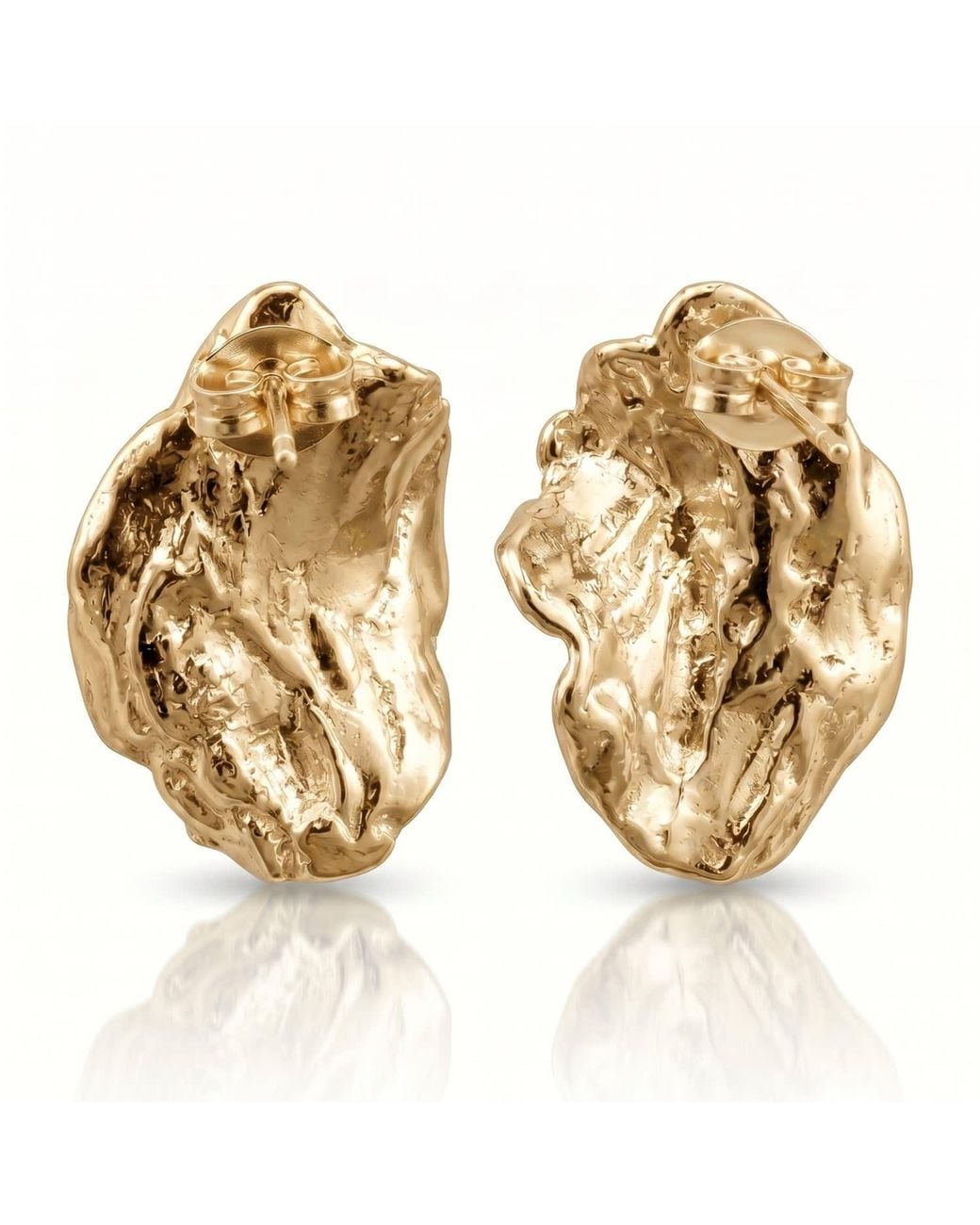 Mercela Metallic Sculptural Organic Plated Stud Earrings – Inspired By Ancient Jewelry Forms