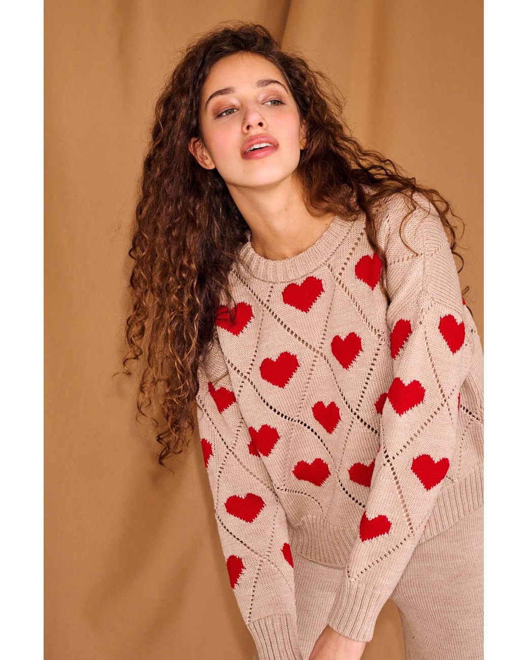 Gigi Knitwear Red Neutrals Love Sweater
