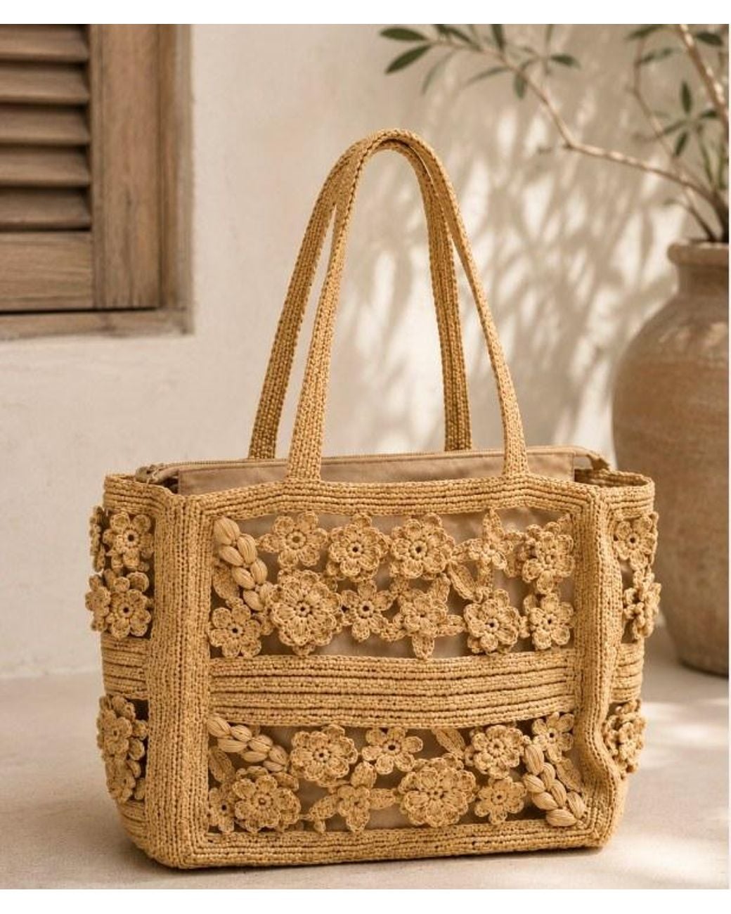 Zanatany Concepts Metallic Neutrals Flower Bag