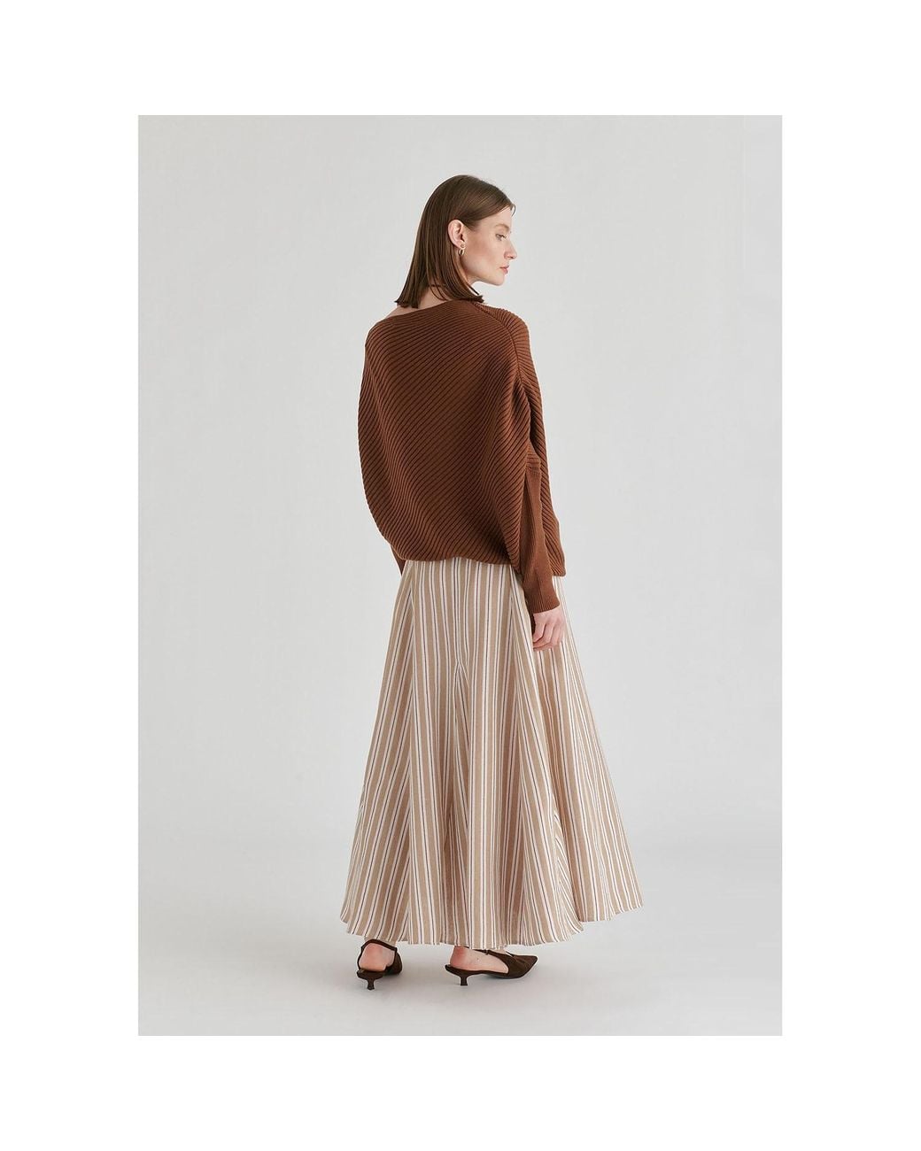 Paisie Brown Draped Knitted Jumper