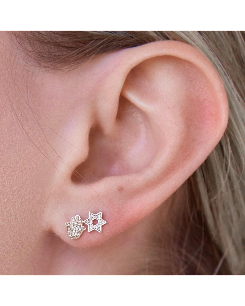 Maya Brenner Metallic Pavé Charm Stud
