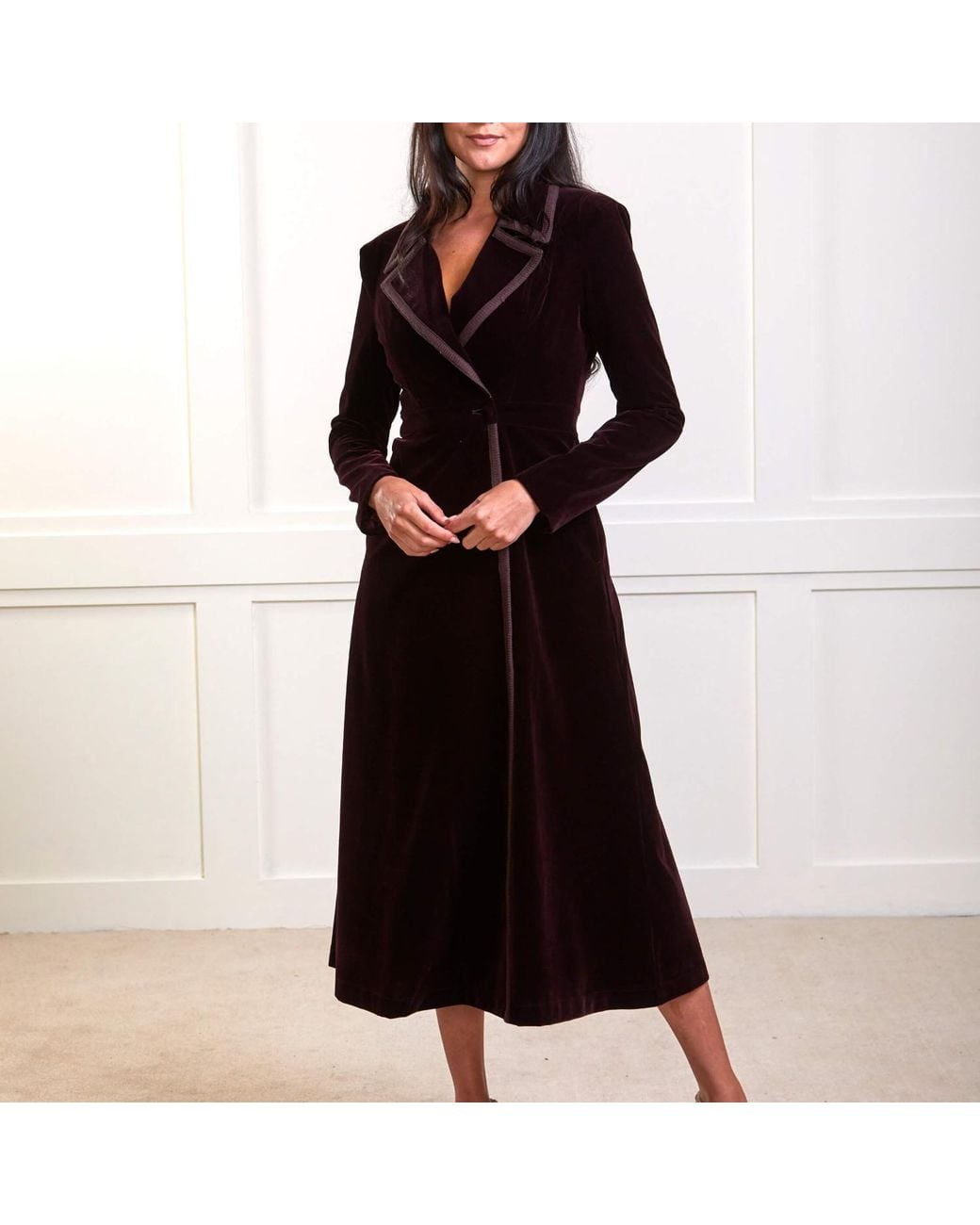 Guinea London Purple Velvet Dress Coat