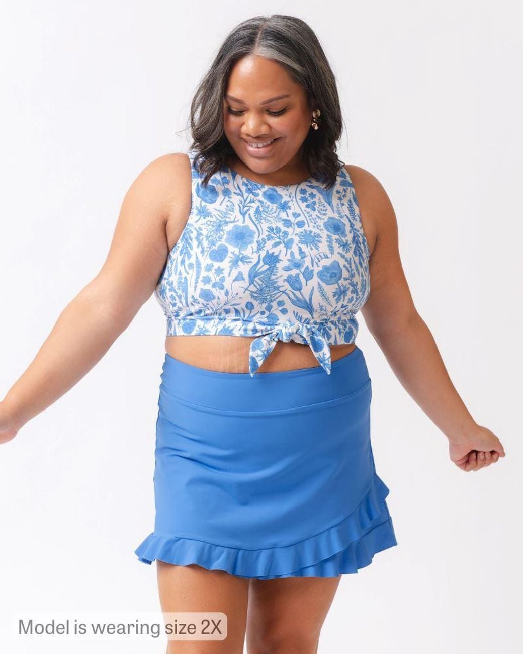Lime Ricki Swimwear Blue Coastline Ruffle Skirt W/ Bottoms