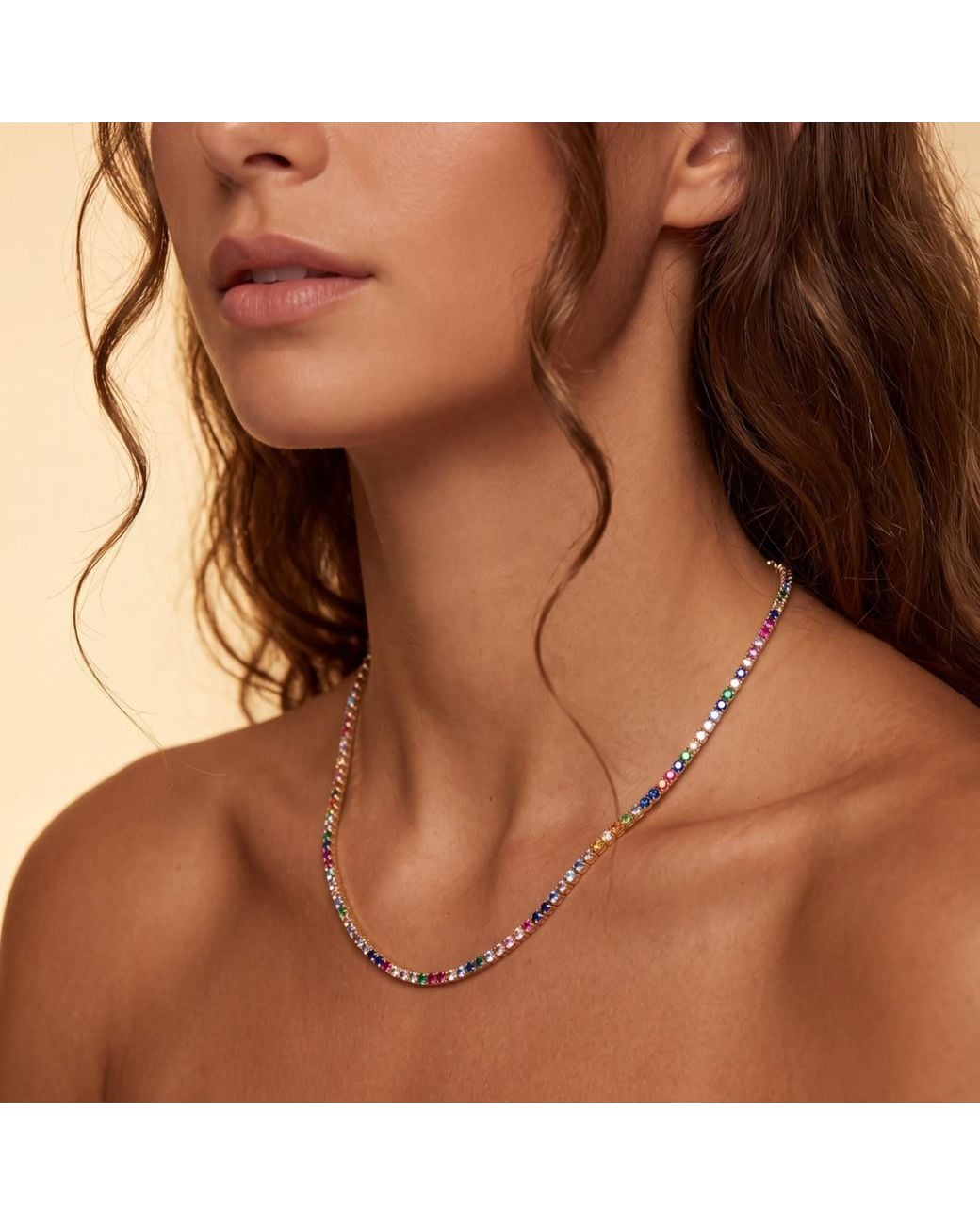 Latelita London Metallic Tennis Necklace Vibrant Cz
