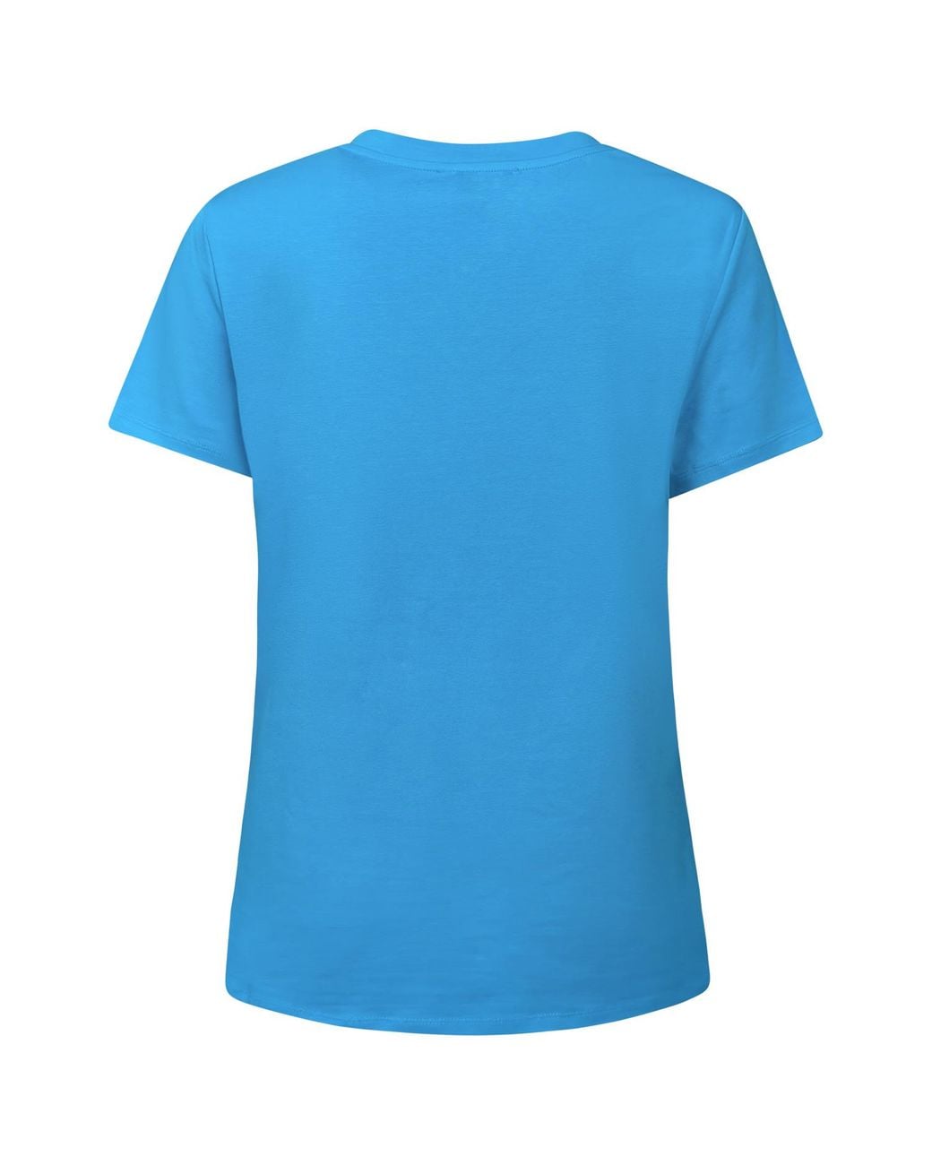 Perlavera Blue Titi Solid Cotton Spandex Short Sleeve Length V-Neck T-Shirt