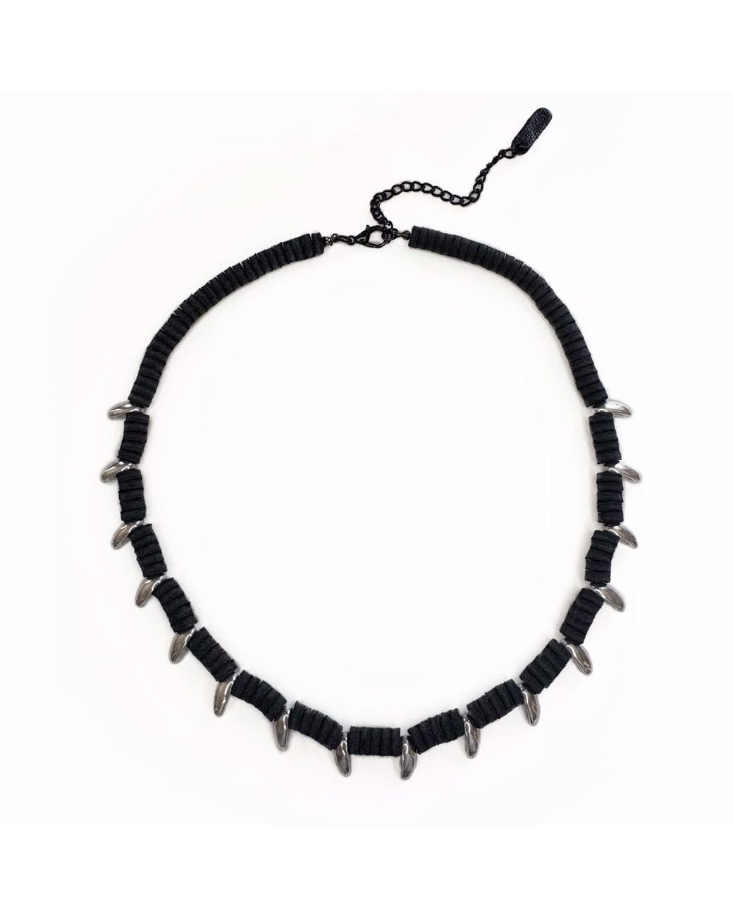 WAIWAI Black Spike Leather Collar Necklace