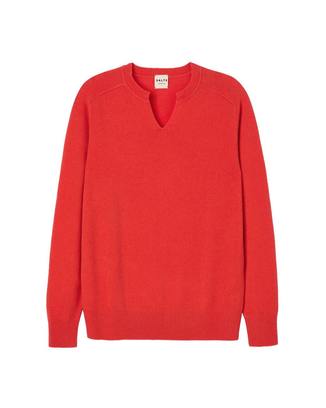 Salts Cashmere Red Split Crew Neck Sweater