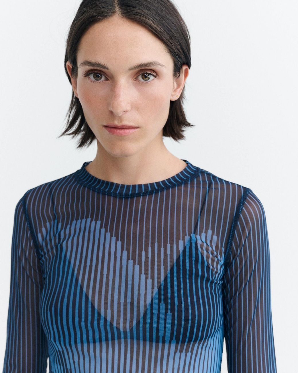 Thinking Mu Blue Tere's Sheer Lotus Top
