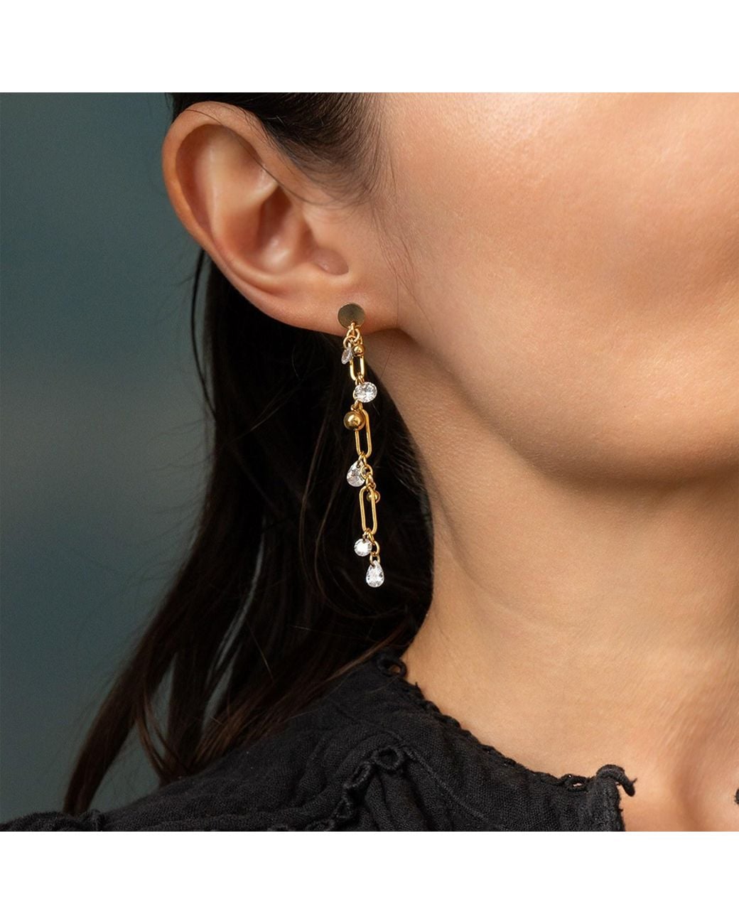 Kate Koel Metallic Chain Drop Bridal Earrings