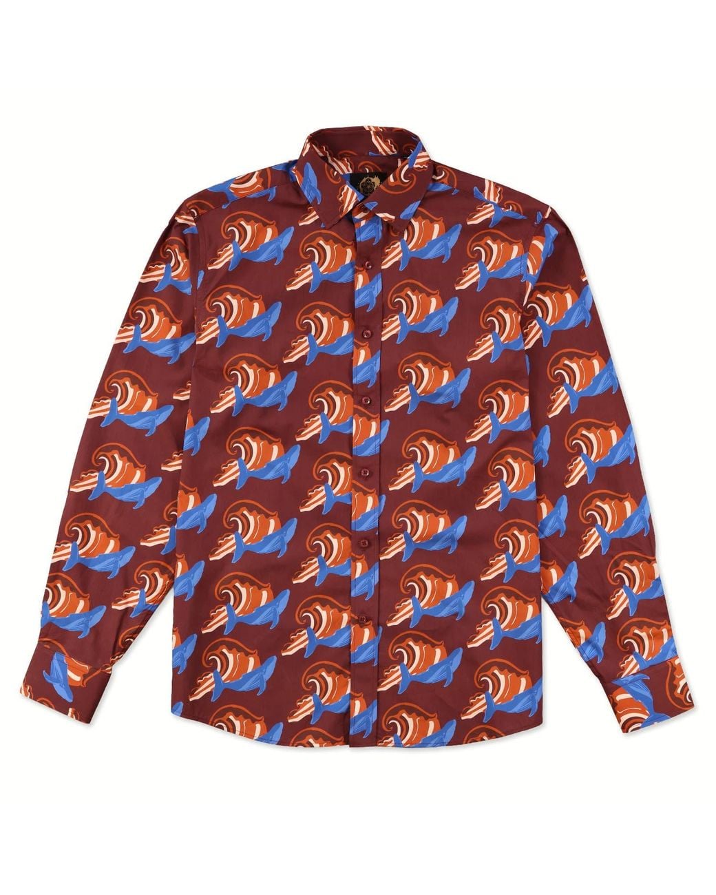 Gresham Blake White Burgundy & Whale Shirt for men