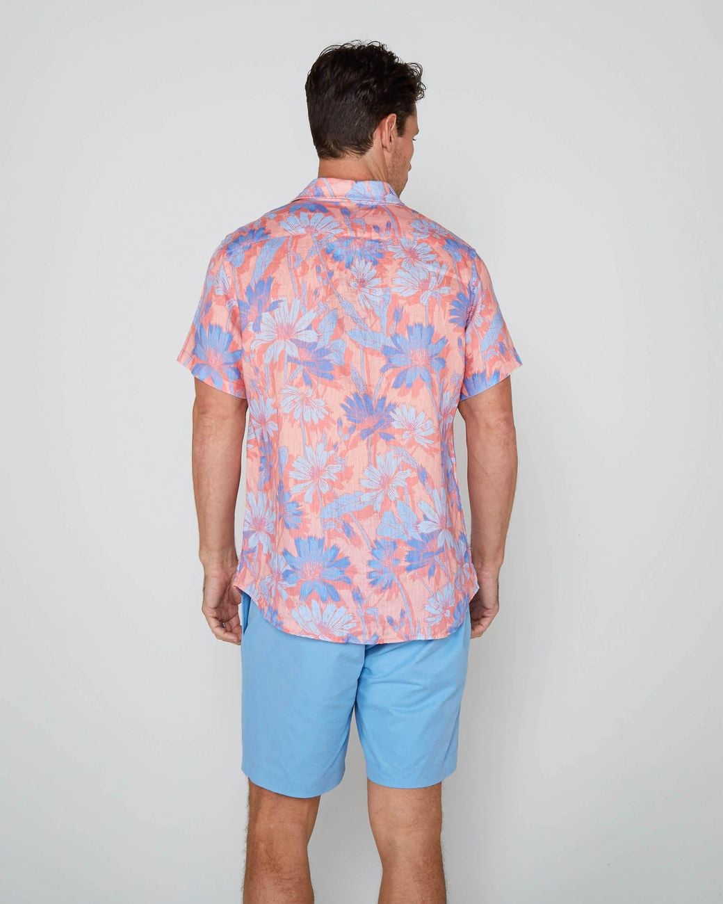 Lords of Harlech Pink Sergio Springtime Linen Shirt for men