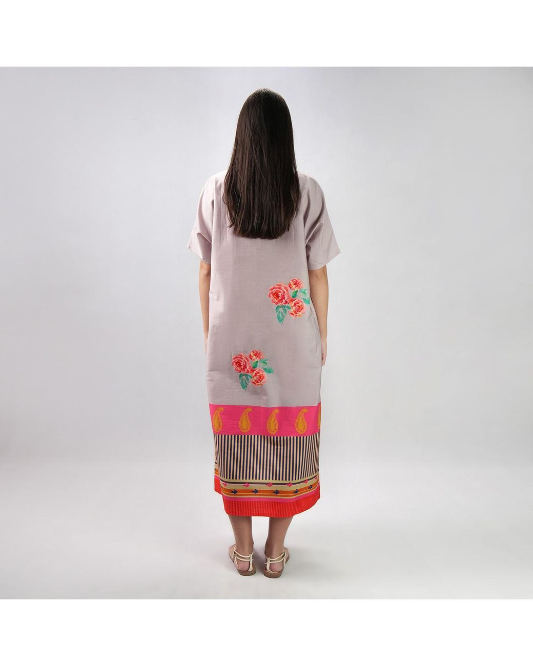 DHARA SHETH DUBAI Pink The Floral Archive Rose Print Long Cotton Kaftan Dress