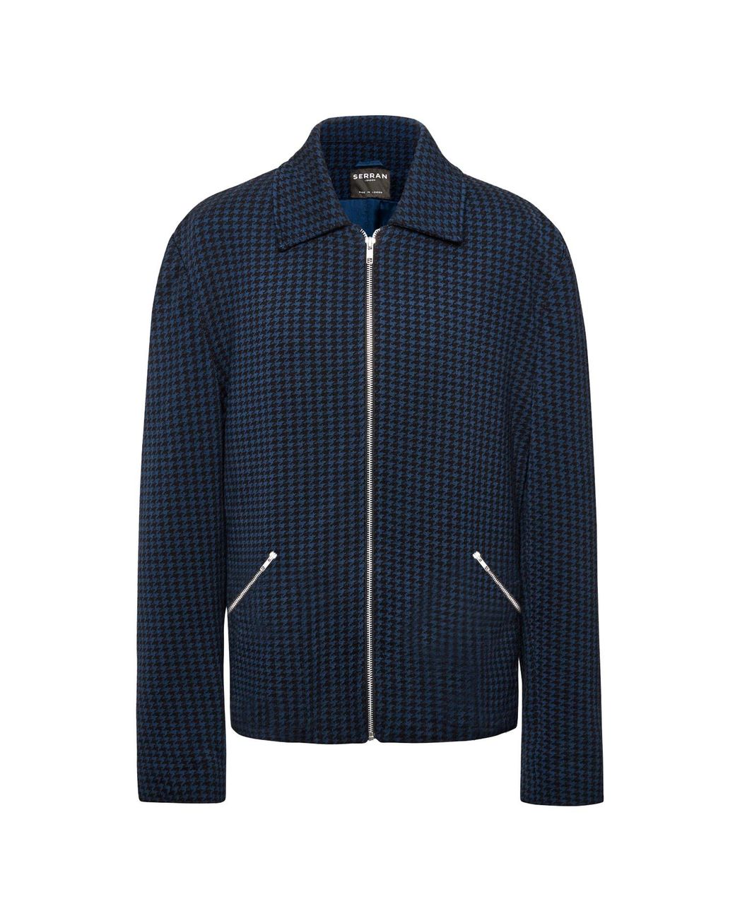 SEREN LONDON Blue Houndstooth Knitted Jacket for men