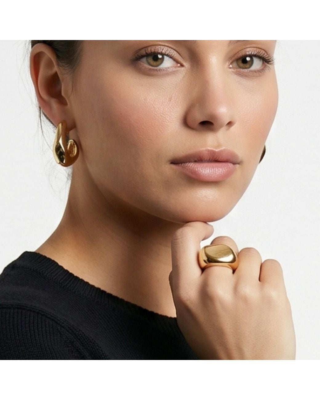Uchi and Soto Metallic Nami Hammered Ring